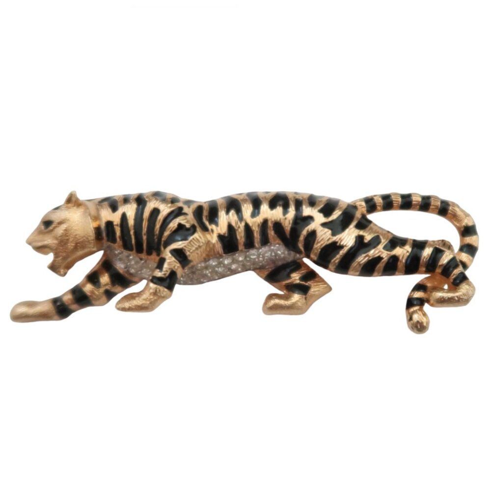 JOMAZ Enamel & pave Crystal tiger brooch Joseph Mazer